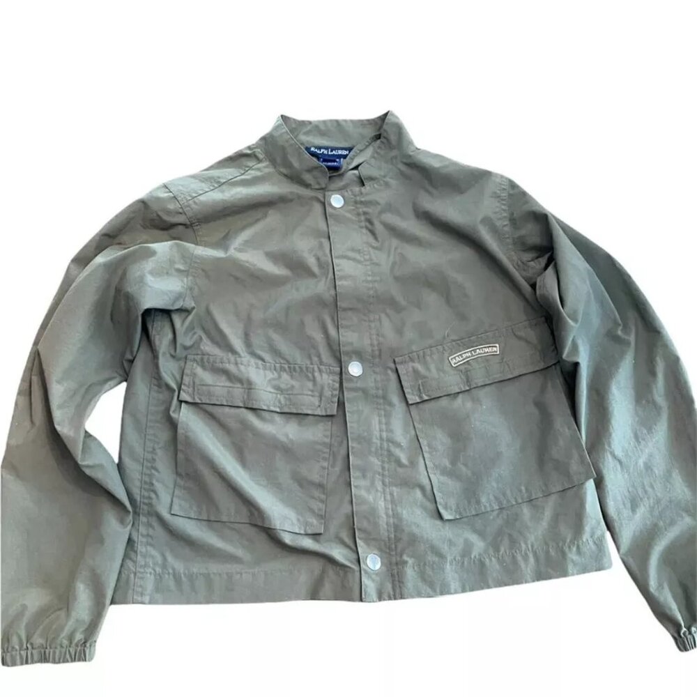 Vintage Ralph Lauren Military Green Nylon Crop Jacket Windbreaker Girl M Woman S